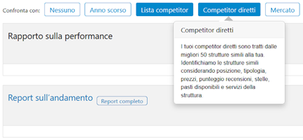 screenshot dell'extranet di Booking.com pannello analytics - confronto con i competitors diretti rilevati da Booking.com. Geco Consulenze Alberghiere: Revenue Management, Rappresentanza Commerciale, Digita Marketing